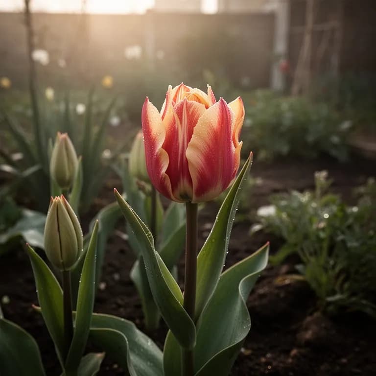 Centro de mesa primaveral con tulipanes loro