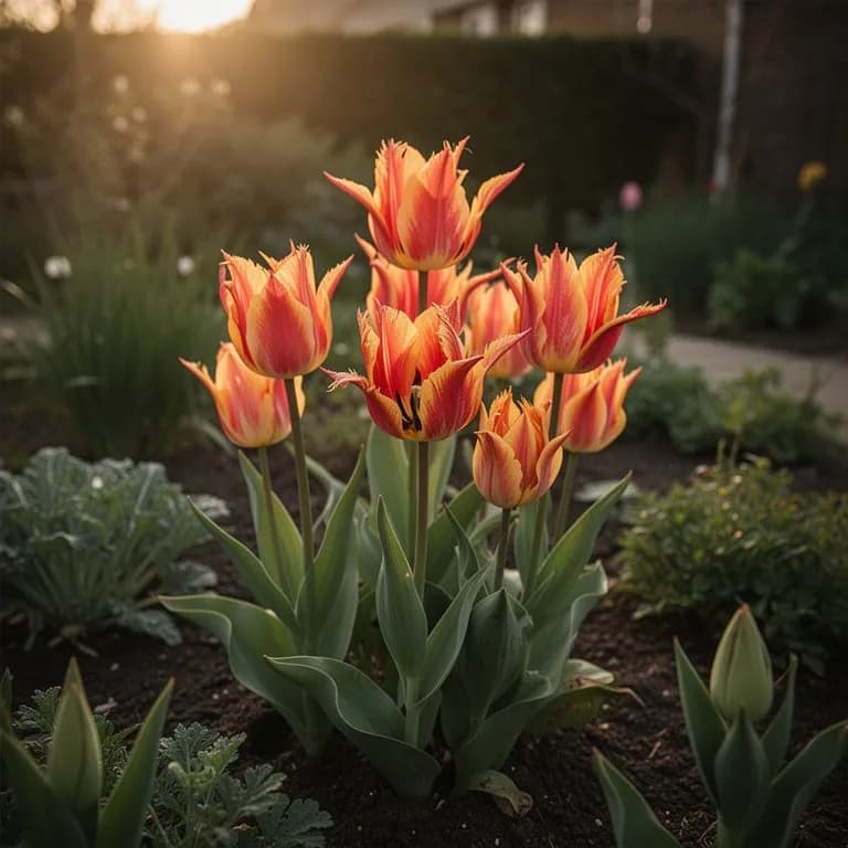 Arte botánico con tulipán loro prensado