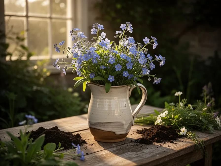 Espigas secas de verónica usadas en un arreglo floral