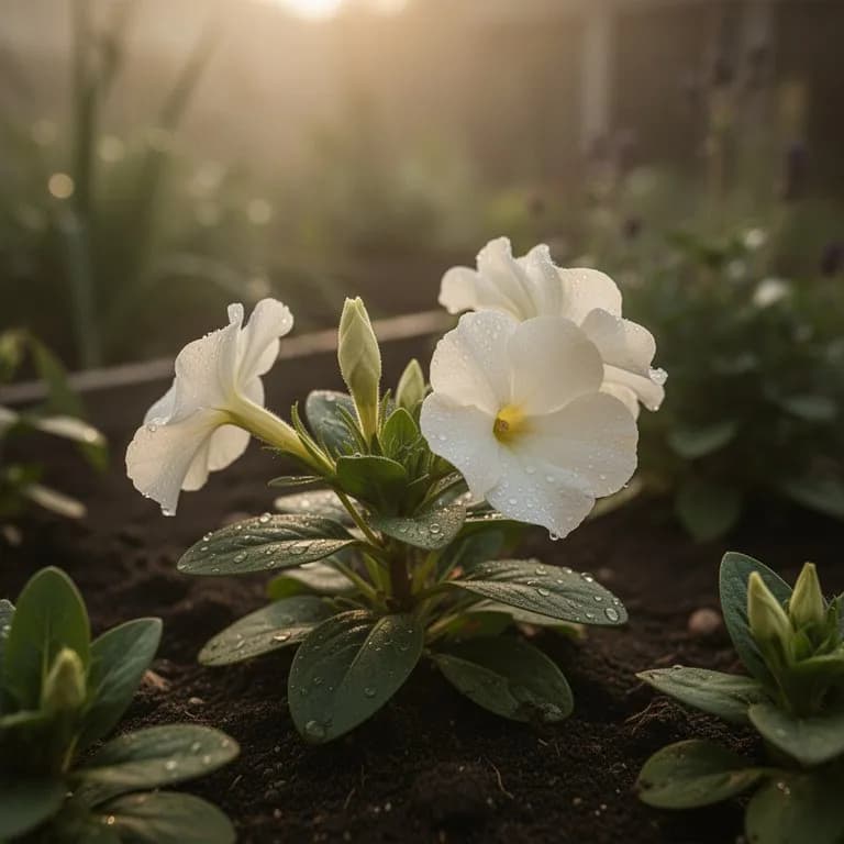Gepresste Vinca-Blüten Botanische Kunst