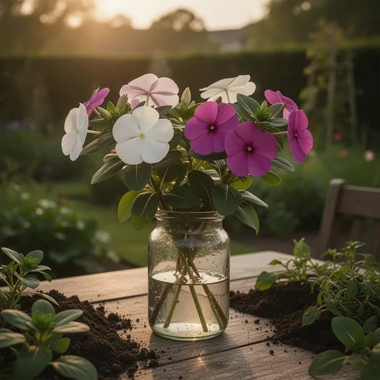 Vinca-Samenkapseln, die sich nach der Blüte bilden
