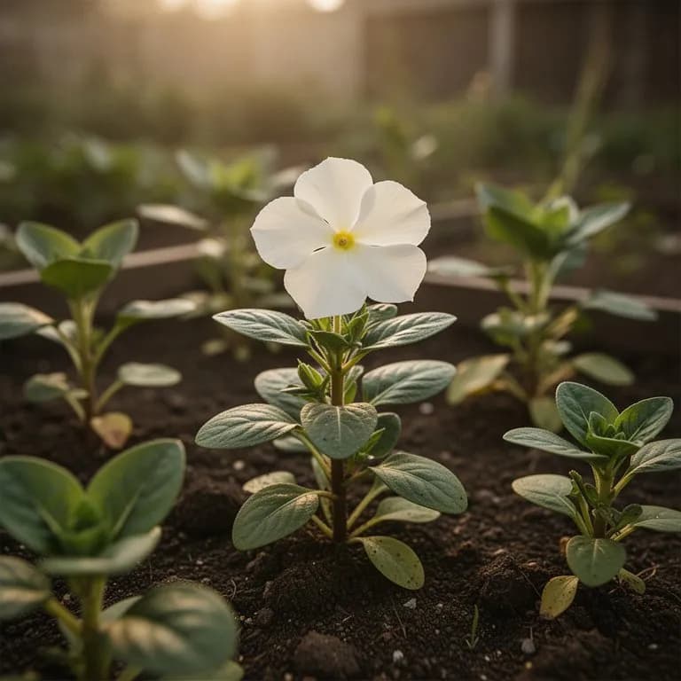 Trasplantes de vinca listos para el bancal del jardín
