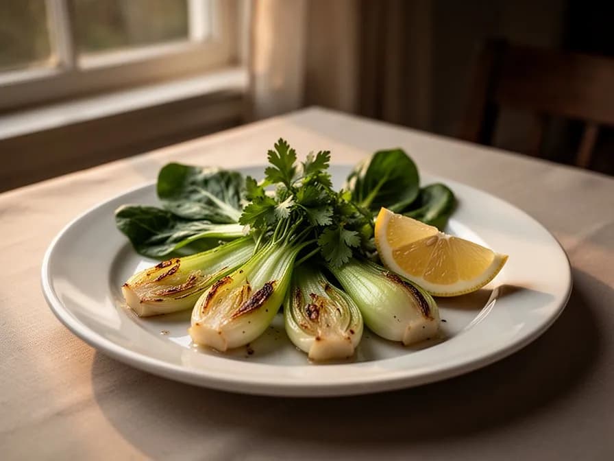 Knoblauch-Pfannengemüse mit Yu Choy