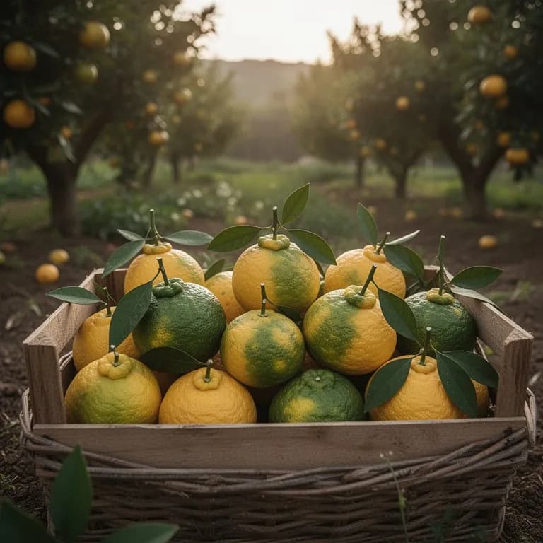 Two ripe golden-yellow yuzu fruits on a wooden surface next to a zester