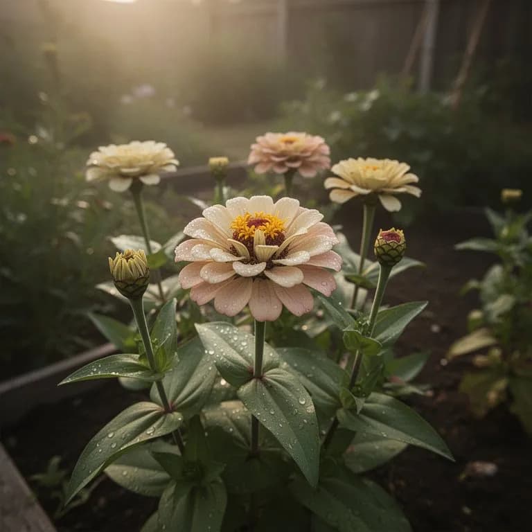 Monarchfalter trinkt Nektar an einer Profusion-Zinnien-Blüte