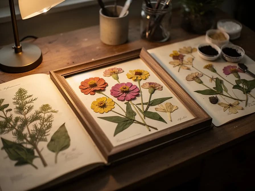 Zinnien-Kräuter-Tischstrauß