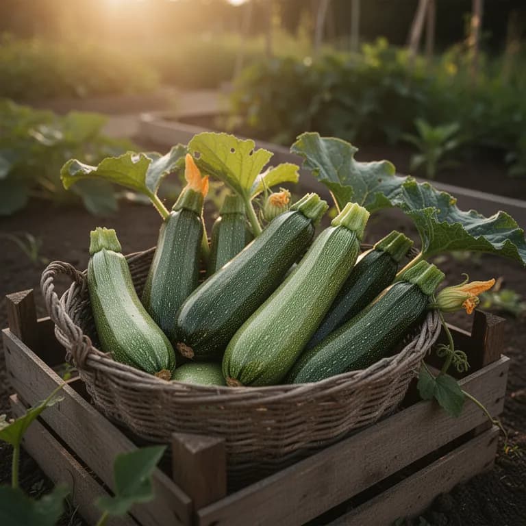 Korb mit frisch geernteten grünen und gelben Zucchini