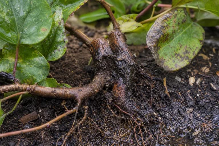 Pudrición del cuello por Phytophthora