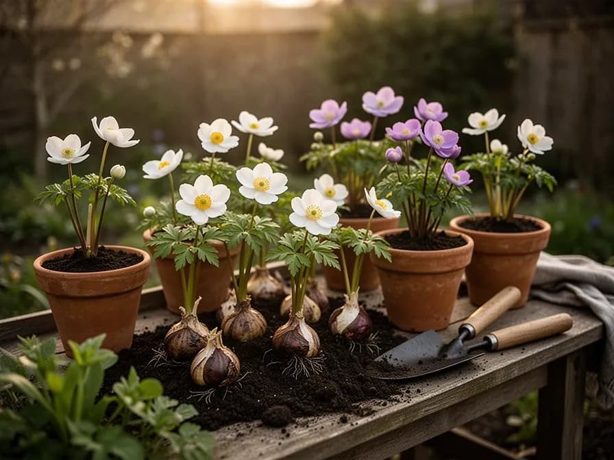 Spring Windflower Tabletop Arrangement