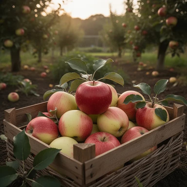Hand picking a ripe apple from a branch with a gentle upward twist