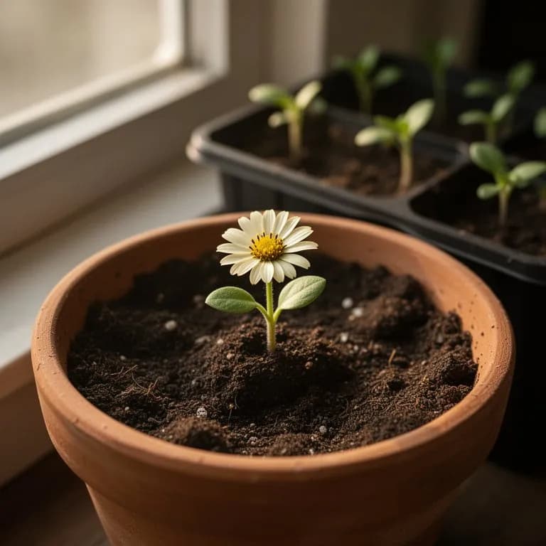 Junge Kokardenblumen-Keimlinge mit flaumig grau-grünen Blättern, die im Frühling auftauchen