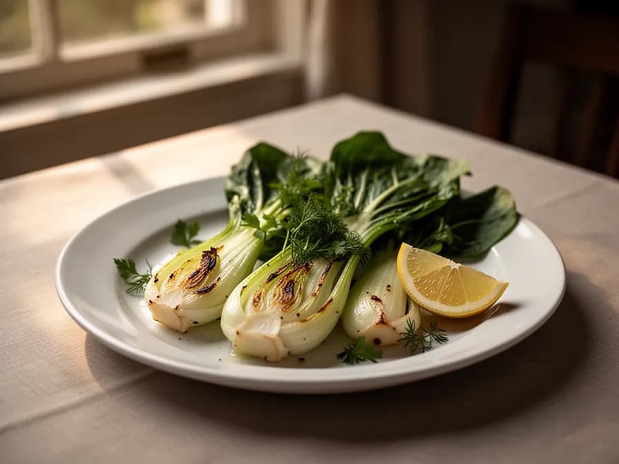 Pak Choi mit Knoblauch und Sesam im Wok gebraten