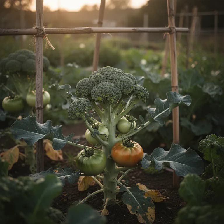 Mature broccoli head forming tight green buds