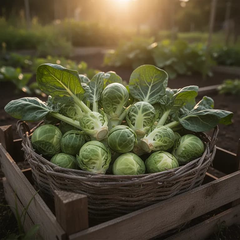 Harvesting Brussels sprouts from the stalk