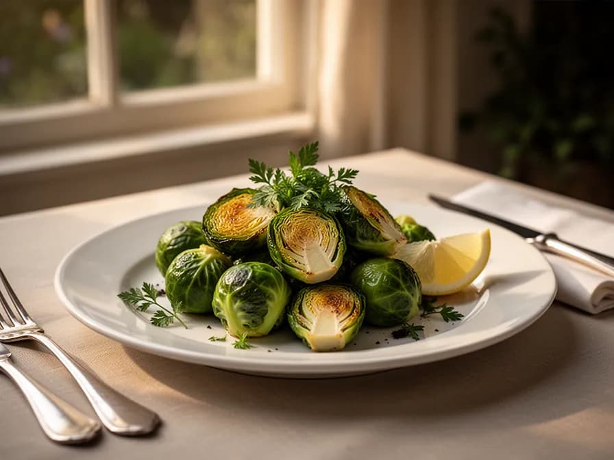 Crispy roasted Brussels sprouts with caramelized edges