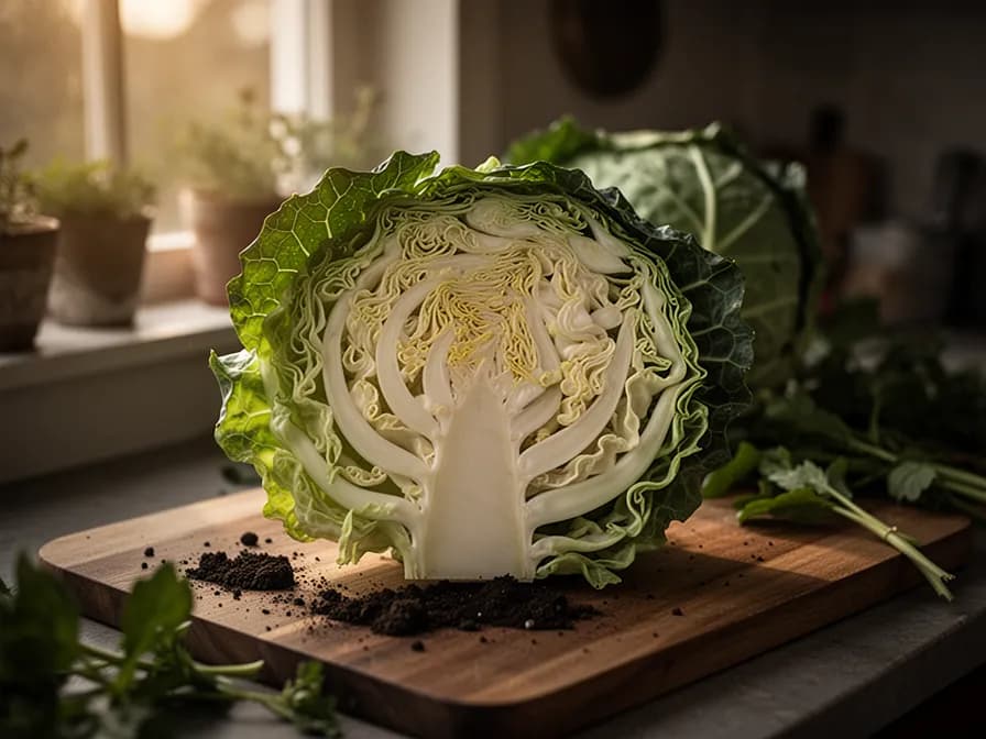 Grünkohl, Rotkohl und Wirsingkohl nebeneinander