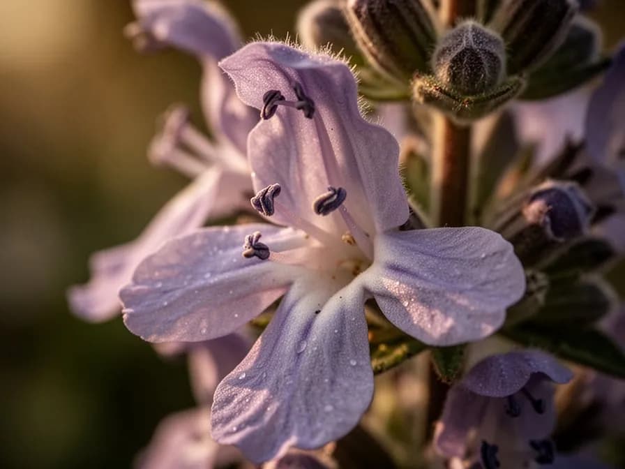 Primer plano de las hojas aromáticas plateadas verdosas de la nepeta