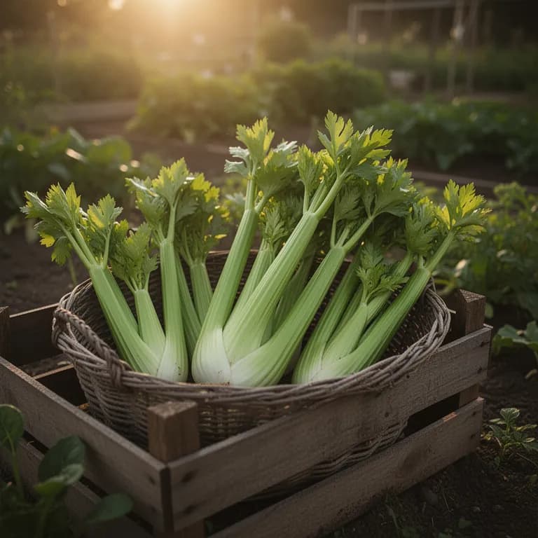 Freshly harvested celery bunch with roots