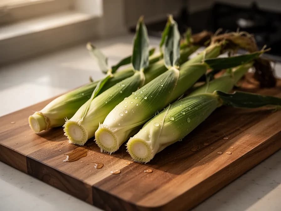 Fresh ears of corn rich in vitamins