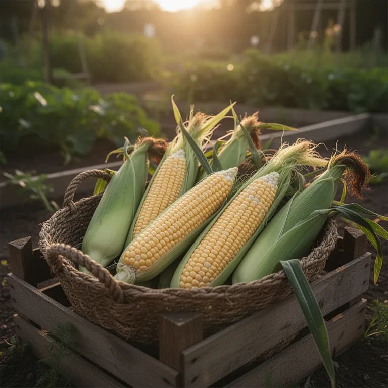 Ripe ears of corn ready for harvest