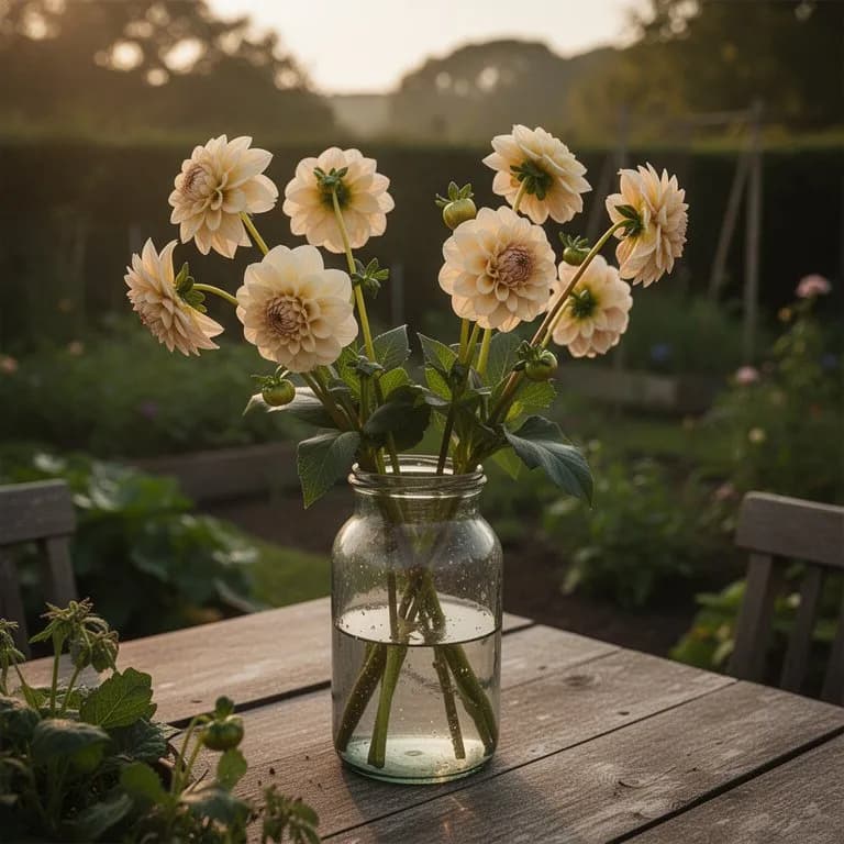 Tubérculos de dalia plantados en suelo de jardín preparado con brotes visibles en el ojo