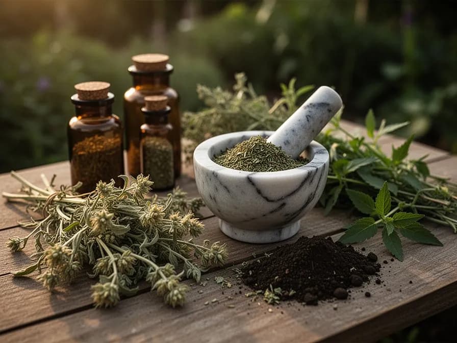 Primer plano de las aromáticas hojas de damiana