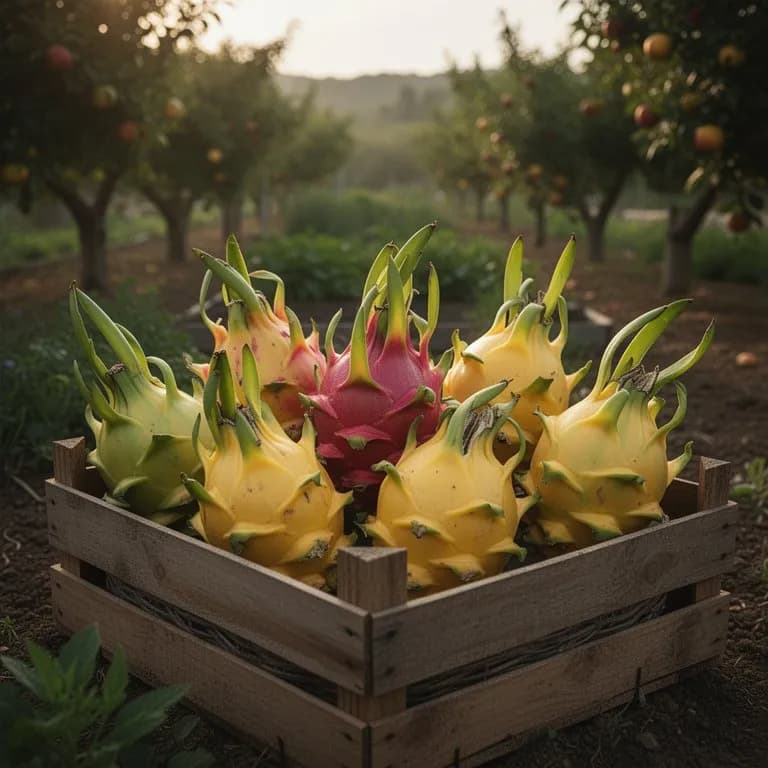 Pitahaya amarilla madura con piel dorada espinosa y pulpa blanca