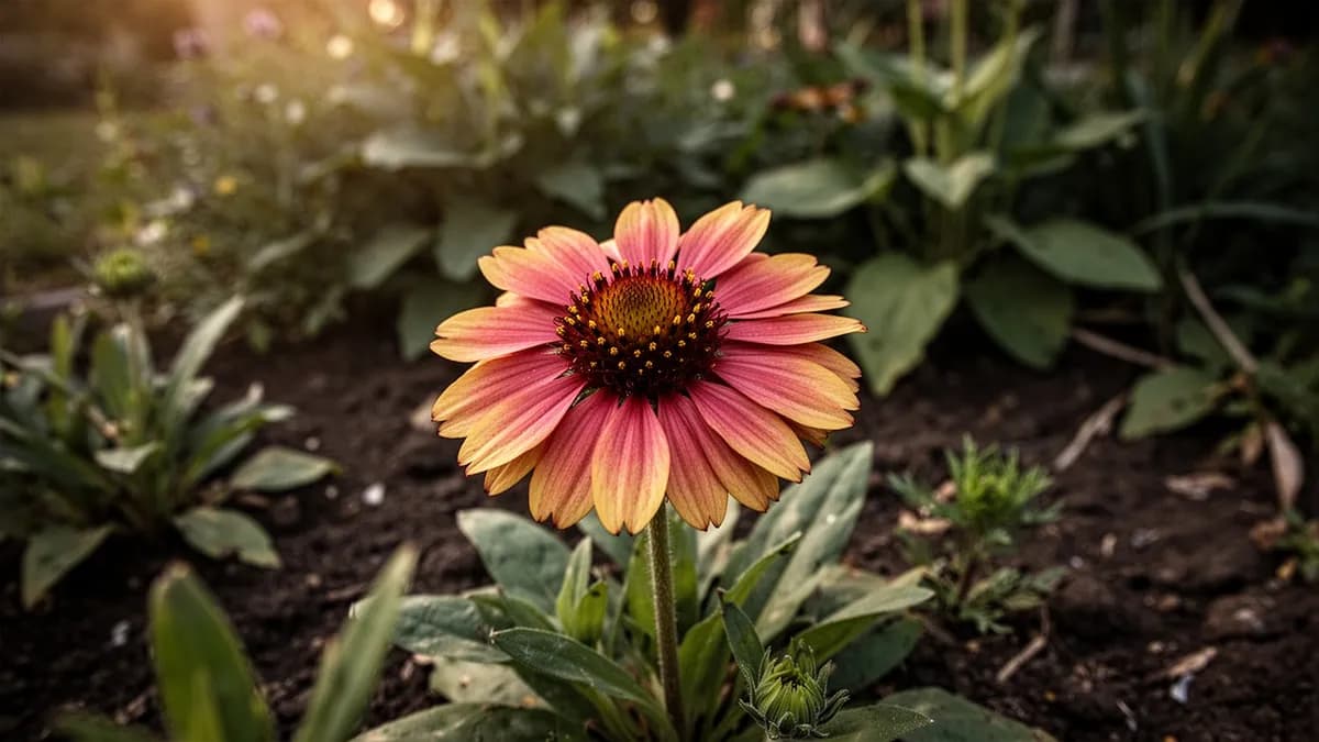 Abeja visitando una flor de gaillardia para obtener néctar