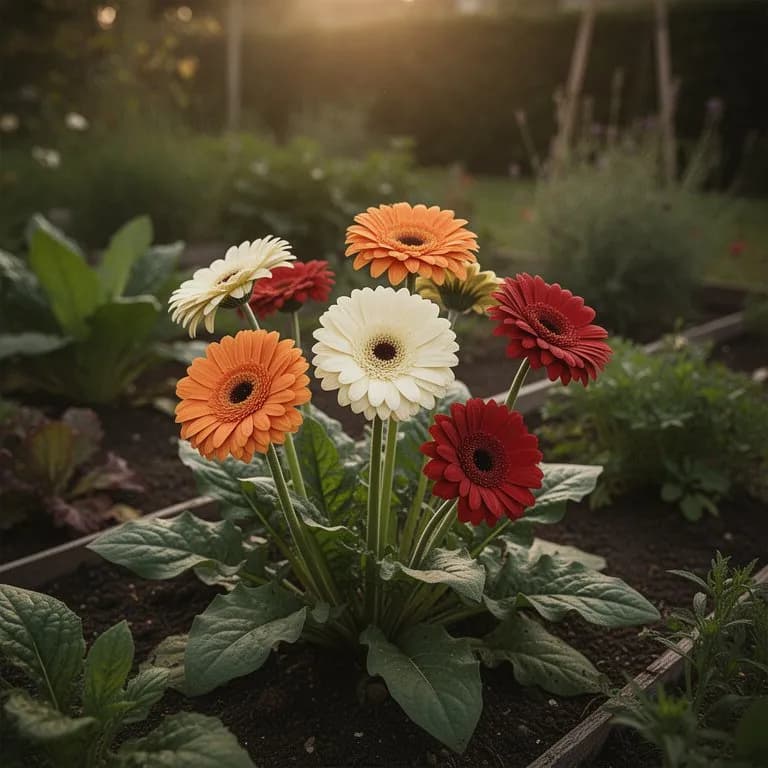 Surtido de variedades de gerbera que incluye tipos araña, semidoblados y completamente crestados