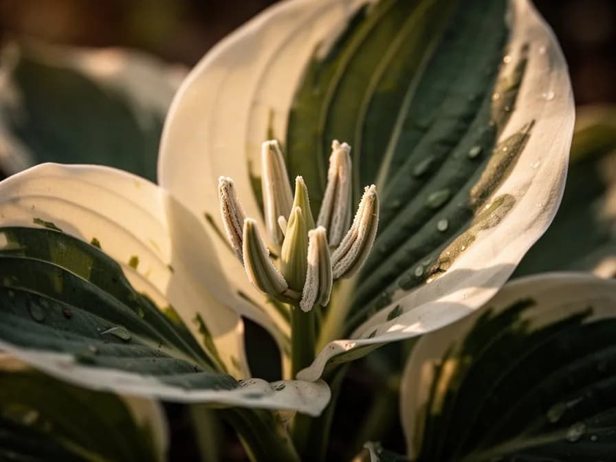 Several hosta cultivars showing variation in leaf color from deep blue-green to bright gold and variegated