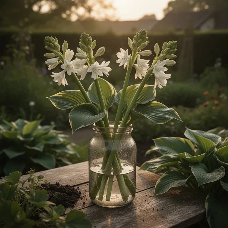 Freshly harvested hosta shoots bundled together for use as a culinary vegetable