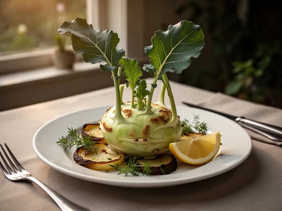 Roasted Kohlrabi Wedges with Herbs