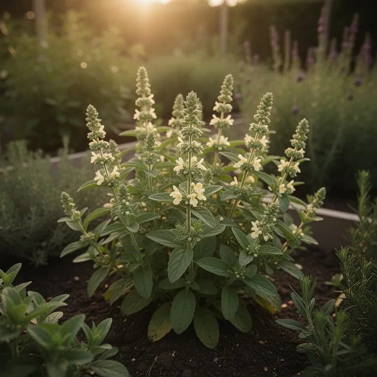 Delicate white and pale lavender flower spikes of lemon verbena