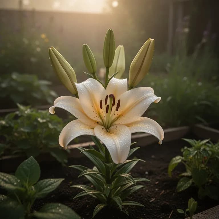 Fragrant Oriental lily Stargazer with deep pink petals edged in white and dark speckles