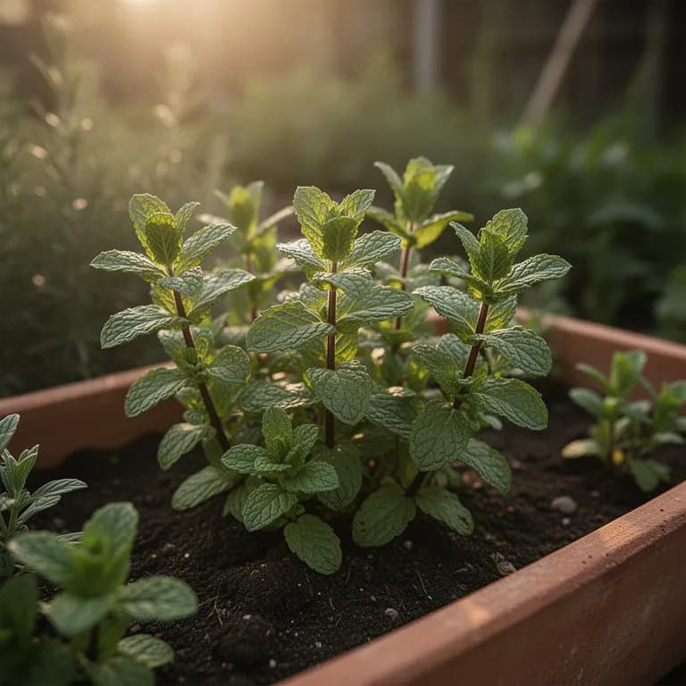 Close-up of spearmint leaves showing distinctive serrated edges and textured surface