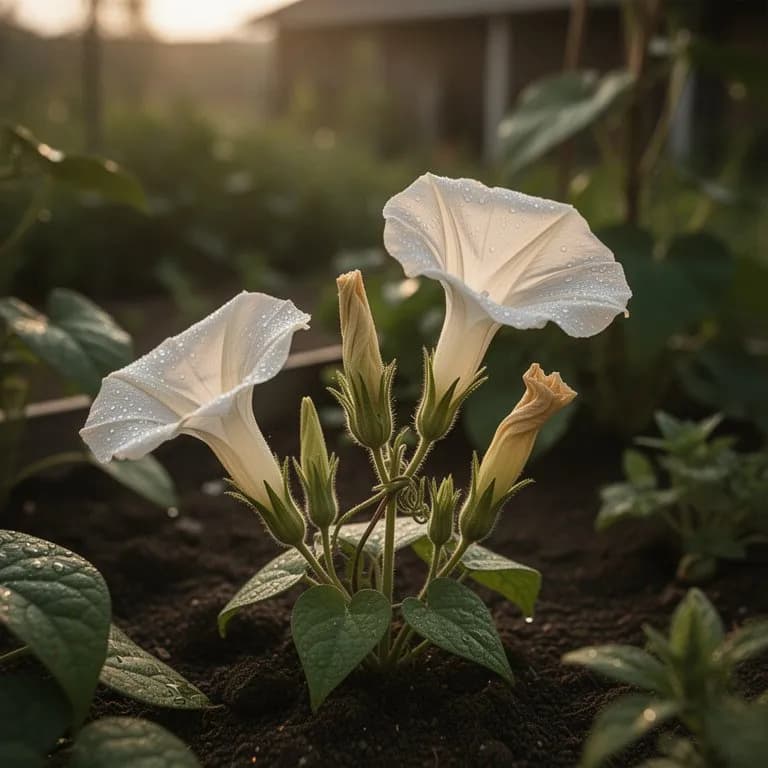 Bumblebee visiting a morning glory flower