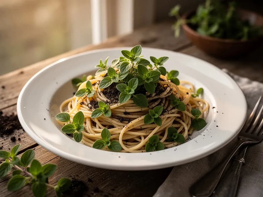 Mit goldenem Oregano aromatisiertes Olivenöl