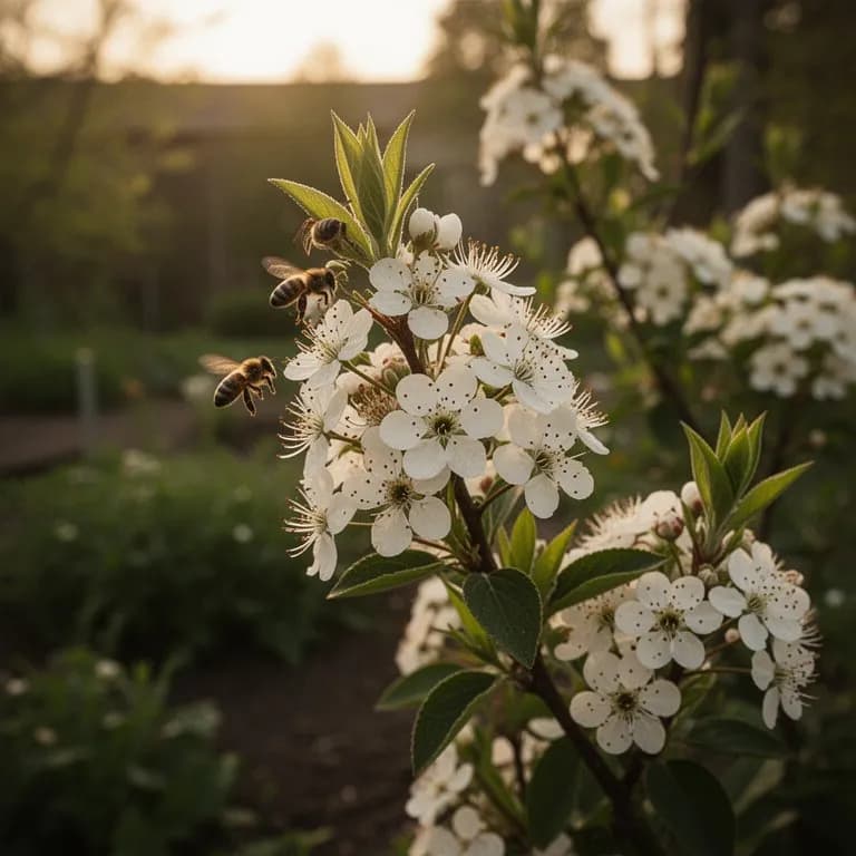 Weiße, vierblättrige Oro-Blanco-Zitrusblüten in Büscheln zwischen tiefgrünen Blättern