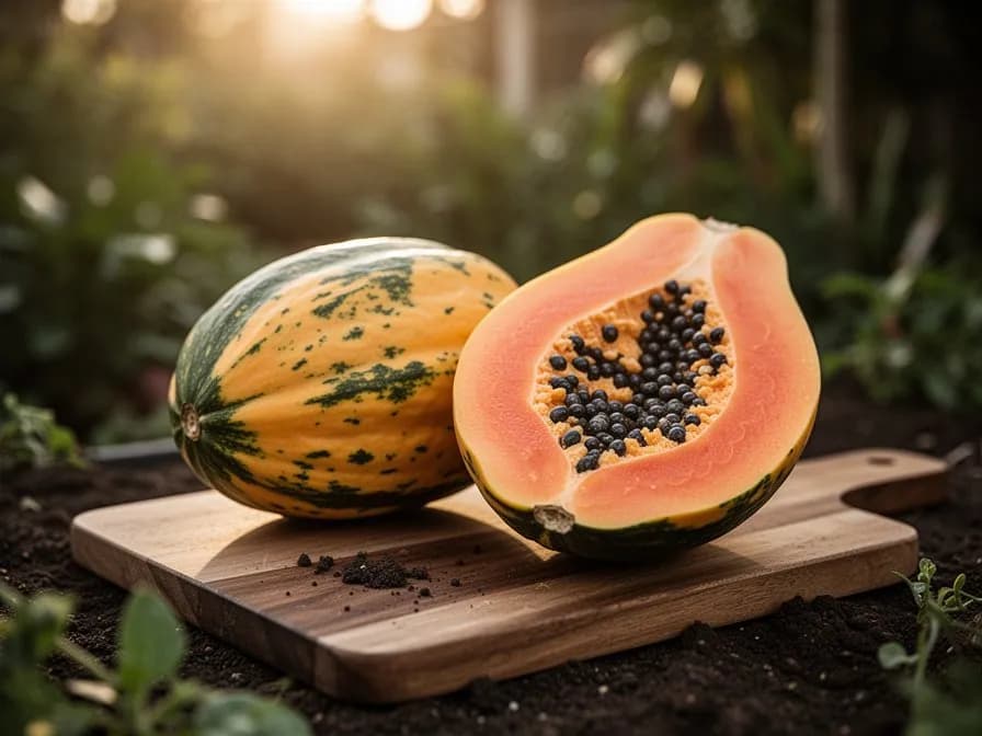 Mature papaya tree loaded with fruit