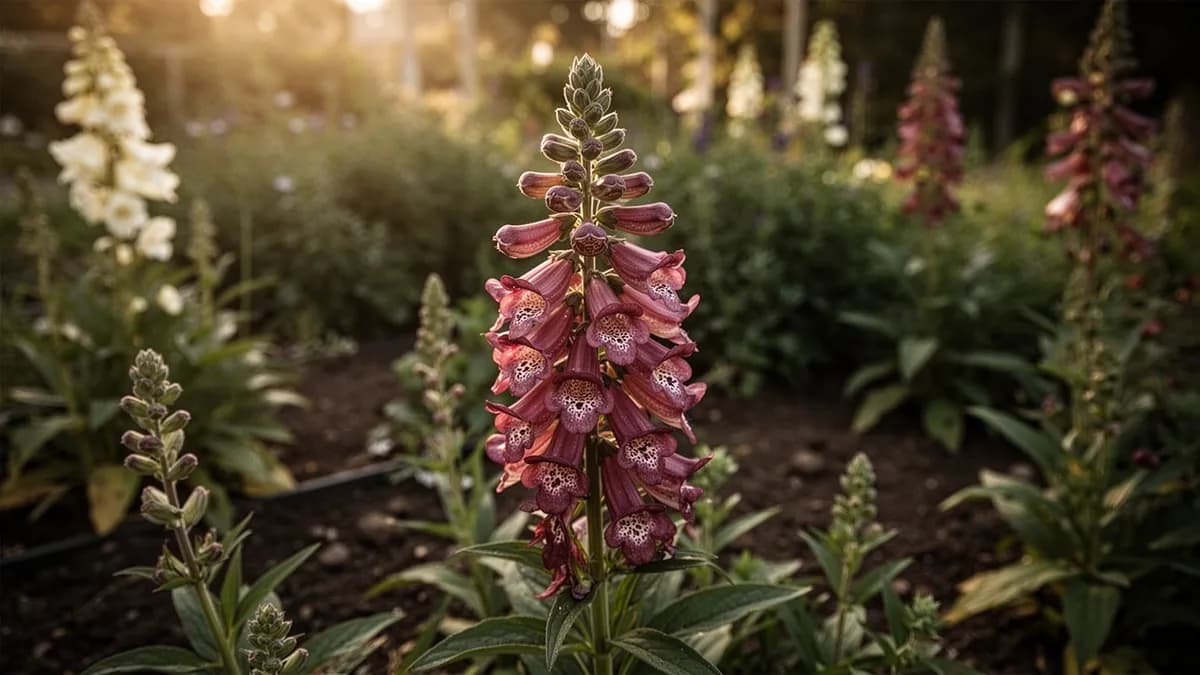 Corona de penstemon protegida con mantillo de gravilla para mejorar el drenaje invernal