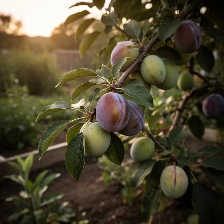 Surtido de variedades de pluot, incluidos Dapple Dandy, Flavor King y Flavor Supreme, sobre una superficie rustica