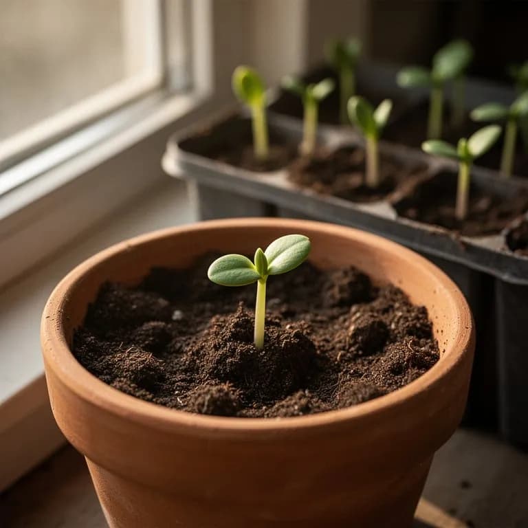 Tulip sprouts emerging through spring soil