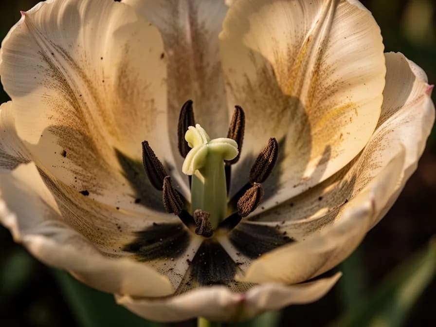 Darwin Hybrid tulip bulbs being planted in autumn soil at proper depth